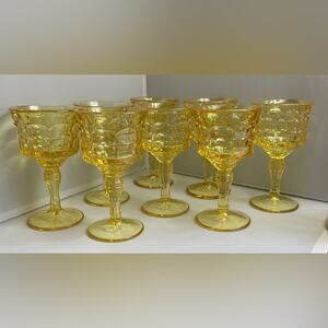 8‎ Vintage Tiara Constellation Yellow Water Goblet Glasses